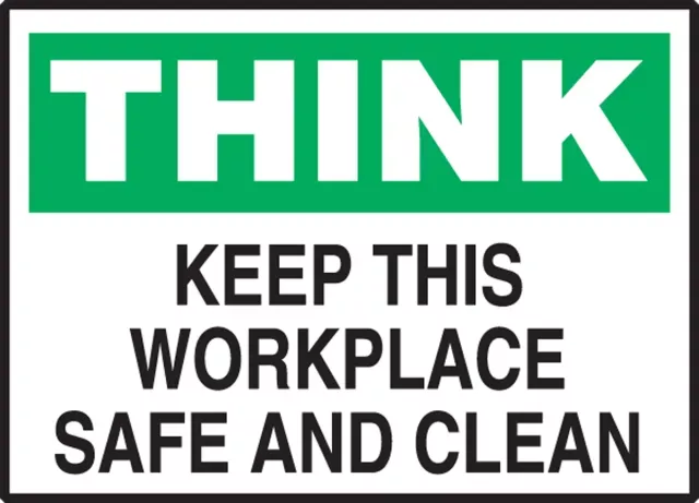 Accuform LHSK998VSP Think Safety Label: Keep Workplace Safe And Clean
