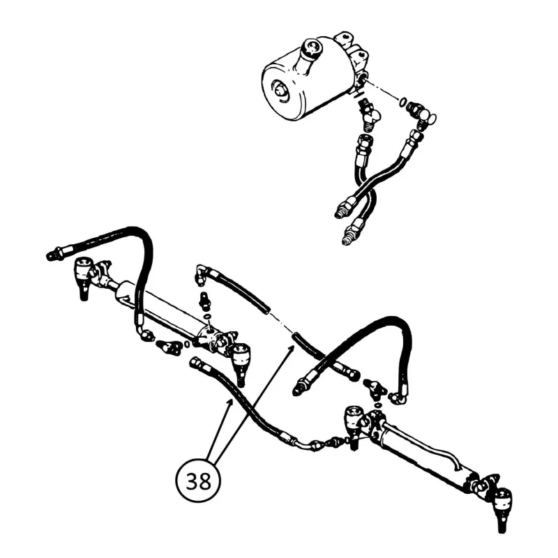 Case 580C Hose - between Steering Cylinders - #38